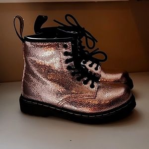 Pink Metallic Dr. Marten toddler boots